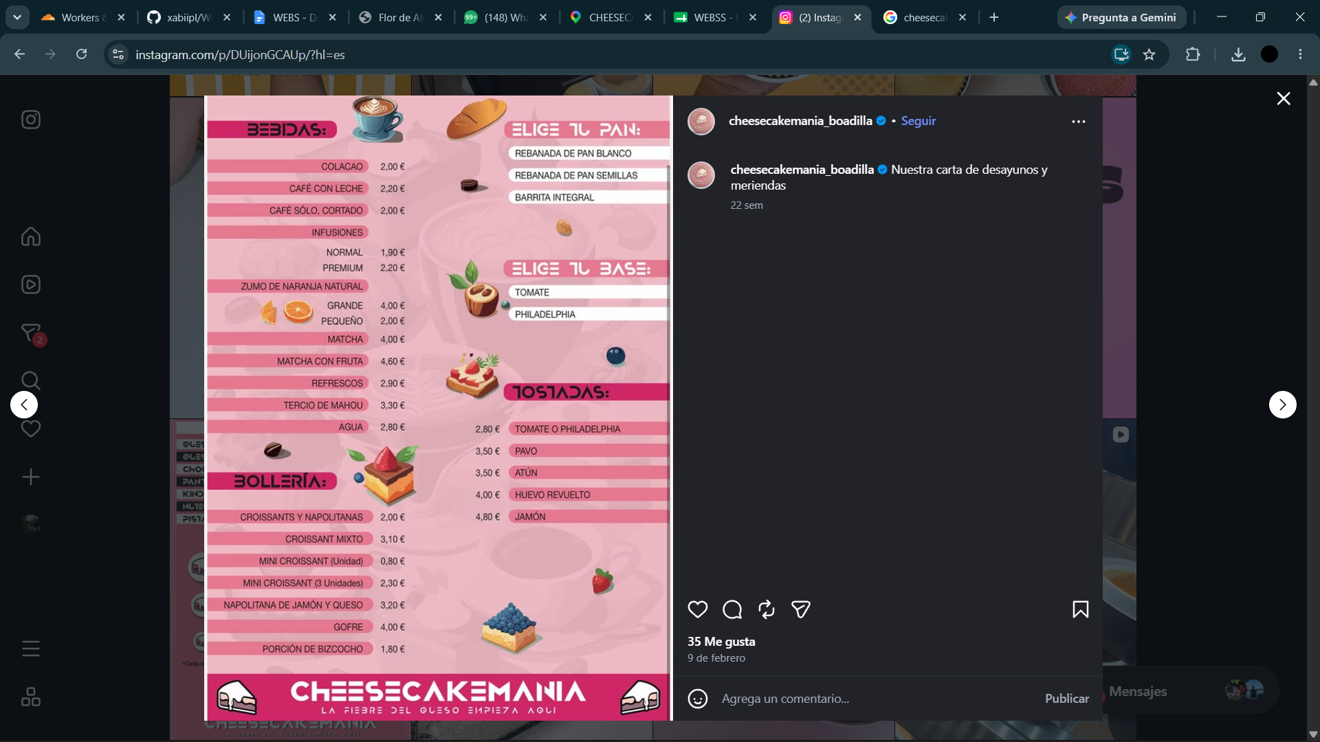 Carta Cheesecakemania